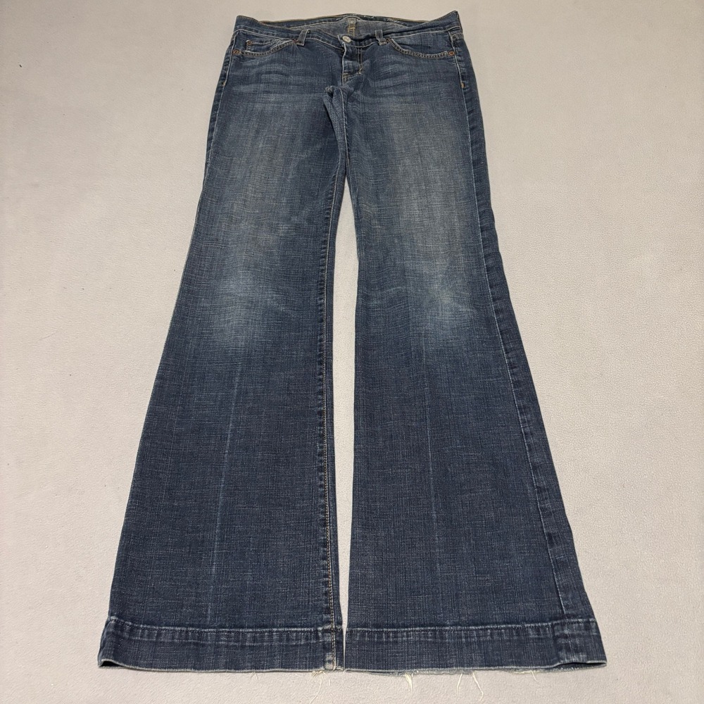 7 For All Mankind Dojo Womens Wide Leg Flare Jeans Size 29 Blue Wash Classic